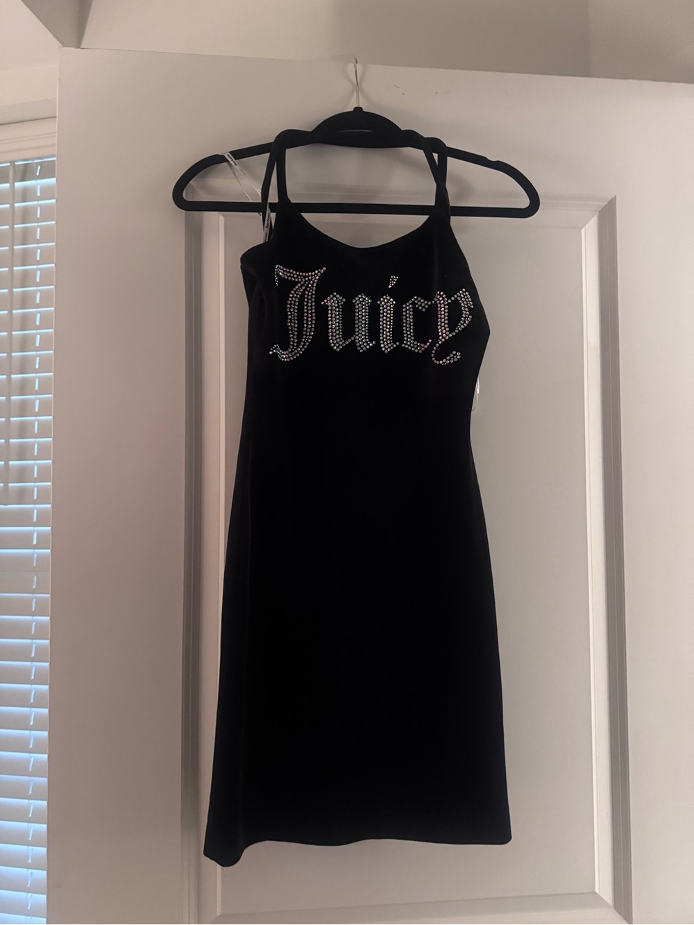 Juicy Couture Black Rhinestone Logo Mini Dress